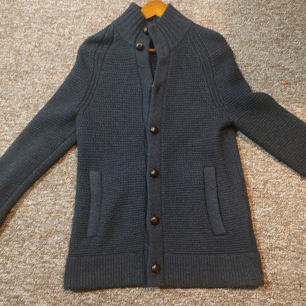 Banana Republic Men's Button up Sweater Small Navy Blue